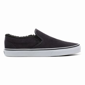 Damske Slip On Tenisky Vans Suede Sherpa Classic Obsidian/Čierne VA15FKHDN